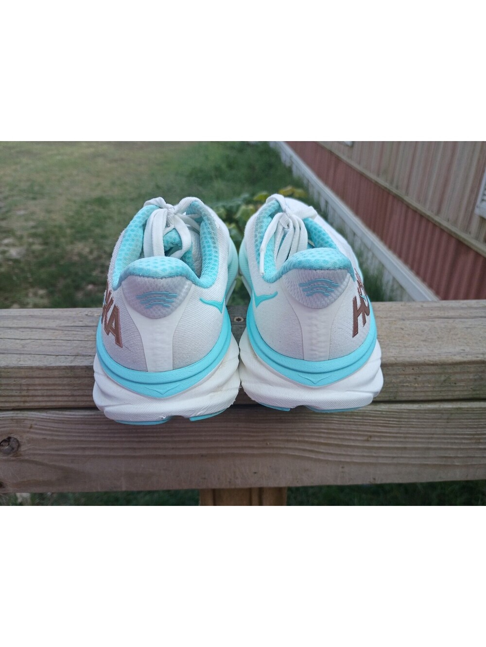Hoka One One Women's Running Shoes Size 6.5B White and Light Blue - Picture 4 of 6